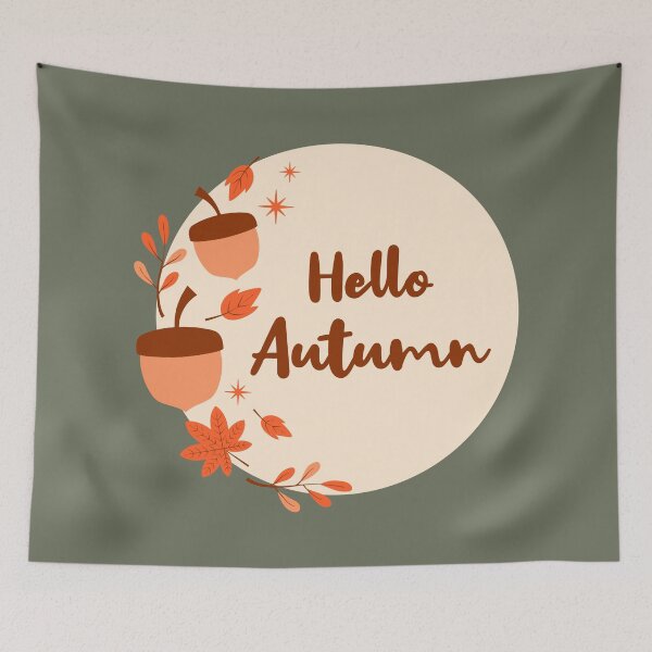 Item preview, Hello Autumn Circle Badge Acorns Leaves Fall Quote designed and sold by Little-Miracle.