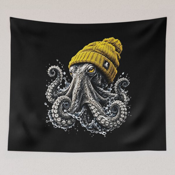 Item preview, Octopus Wearing Beanie Funny Ocean Animal Winter Design designed and sold by bilal sibgui.