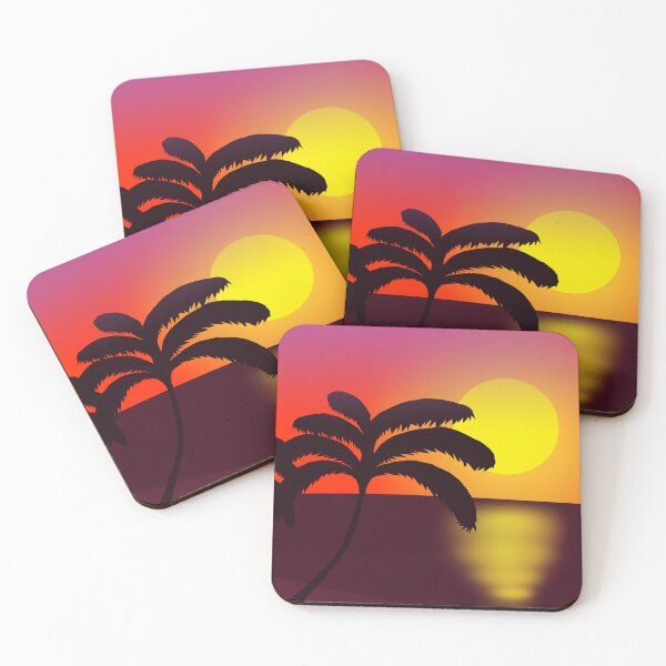 Item preview, Tropical Palm Trees Ocean Sunset Silhouette Art designed and sold by ArtisticJump.