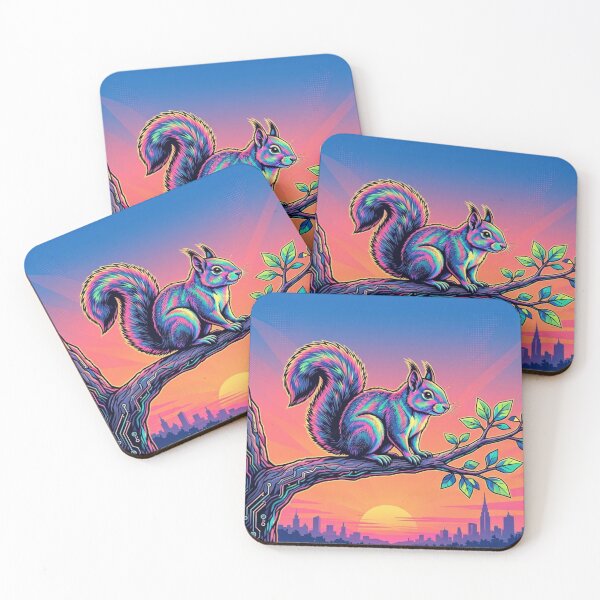 Item preview, Neon Squirrel – Synthwave Wildlife Sunset Illustration designed and sold by Dogandesighn.