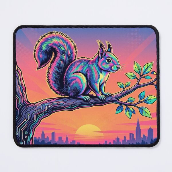 Item preview, Neon Squirrel – Synthwave Wildlife Sunset Illustration designed and sold by Dogandesighn.