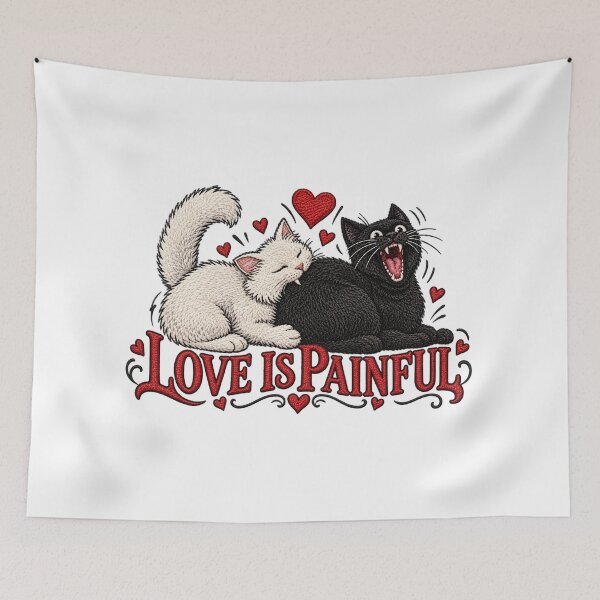 Item preview, Love Is Painful Cat Embroidery designed and sold by selvashop.
