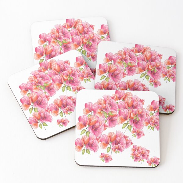 Item preview, Bougainvillea Sprig - Pink and Coral Watercolor Flowers - Tropical Botanical Art designed and sold by Cobalt & Stone Art.