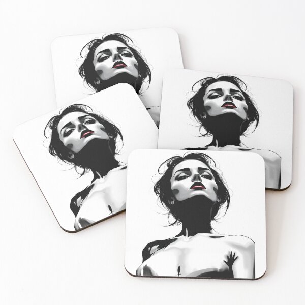 Item preview, Gothic Femme Fatale Portrait - Dark Occult Red Lips Art designed and sold by ERODED SELF.