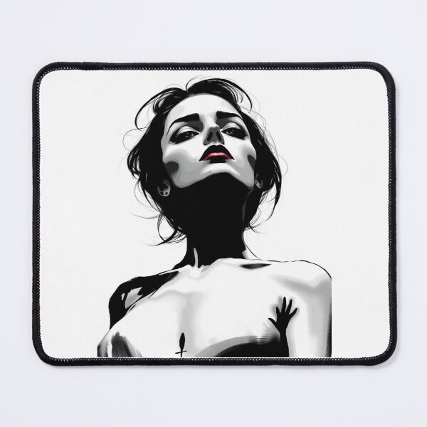 Item preview, Gothic Femme Fatale Portrait - Dark Occult Red Lips Art designed and sold by ERODED SELF.