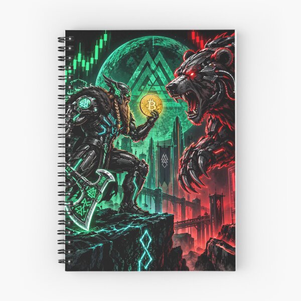 Item preview, Cyberpunk Viking Warrior vs Bear Crypto Trading designed and sold by ValhallaHub.