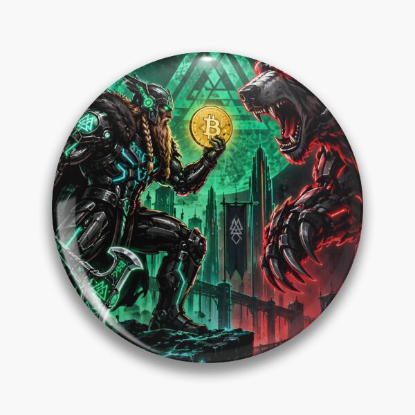 Item preview, Cyberpunk Viking Warrior vs Bear Crypto Trading designed and sold by ValhallaHub.