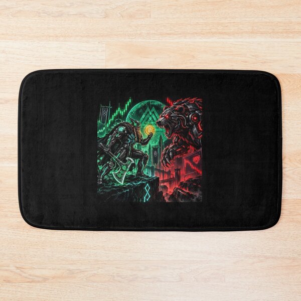 Item preview, Cyberpunk Viking Warrior vs Bear Crypto Trading designed and sold by ValhallaHub.