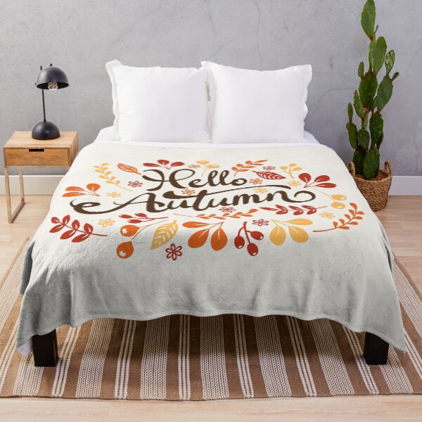 Item preview, Hello Autumn Calligraphy Wreath Fall Floral Typography designed and sold by Little-Miracle.