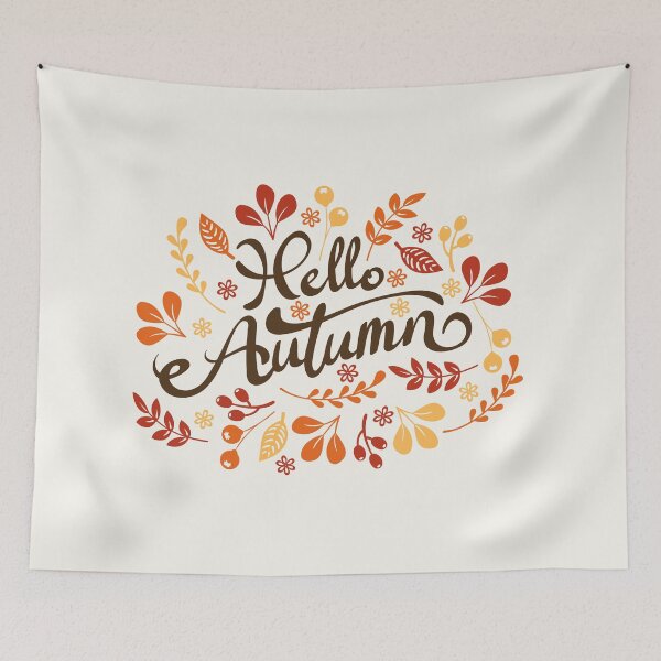 Item preview, Hello Autumn Calligraphy Wreath Fall Floral Typography designed and sold by Little-Miracle.