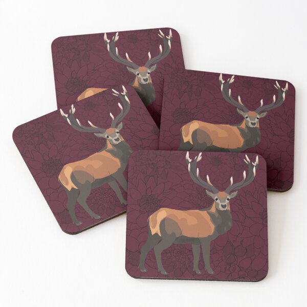 Item preview, RedDeer and Red Dahlias designed and sold by BDBirds.