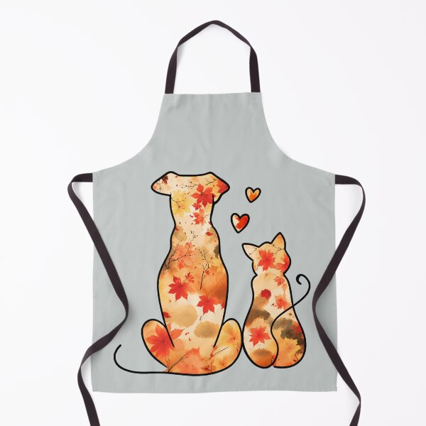 Item preview, Autumn leaves puppy, cat and hearts designed and sold by Doodles Down South.