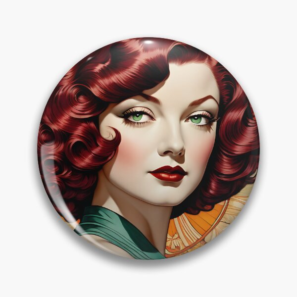 Item preview, Myrna Loy - Oblique Ink and Floral #24009 - Hollywood Legends Art Nouveau Illustration designed and sold by centuryretromedia.