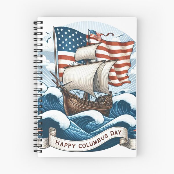 Item preview, Happy Columbus Day Vintage Sailing Ship USA Flag Design designed and sold by 19Beauty.