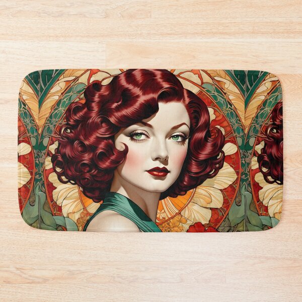 Item preview, Myrna Loy - Oblique Ink and Floral #24009 - Hollywood Legends Art Nouveau Illustration designed and sold by centuryretromedia.