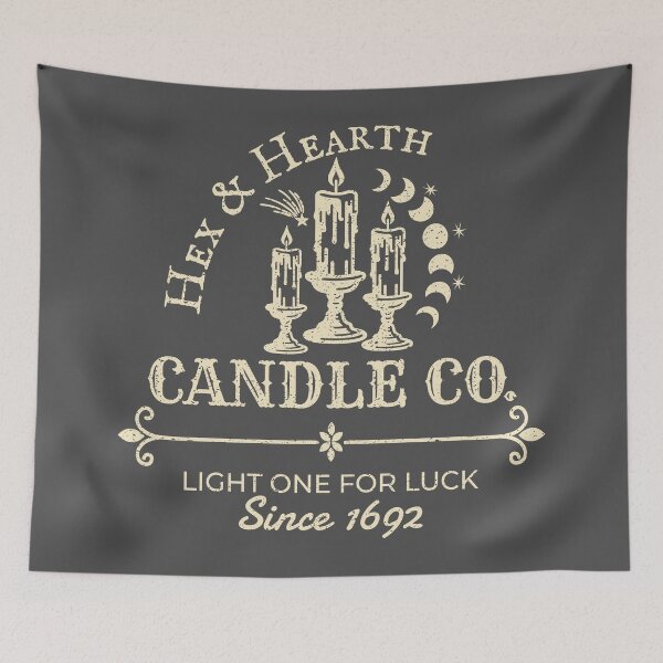 Item preview, Hex & Hearth Candle Co. – Witchy Vintage Halloween Candle Design – Cream designed and sold by Leslie Makes Stuff.