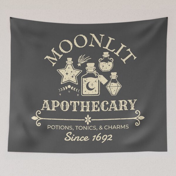 Item preview, Moonlit Apothecary – Witchy Vintage Halloween Potion Design – Cream designed and sold by Leslie Makes Stuff.