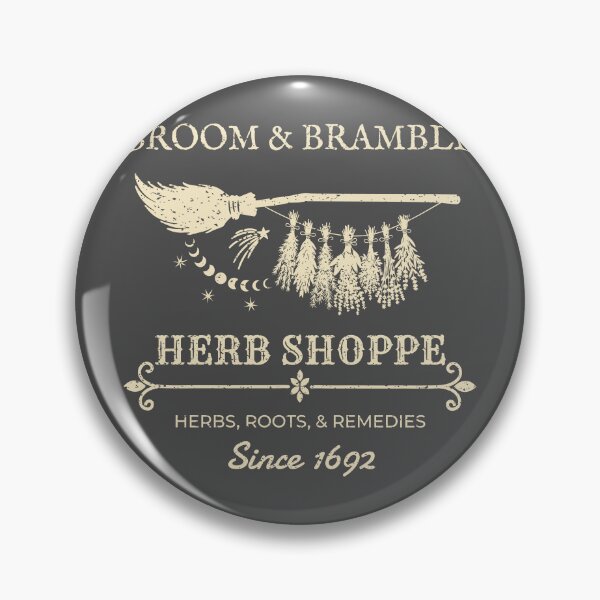 Item preview, Broom & Bramble Herb Shoppe – Witchy Vintage Halloween Herbal Design – Cream designed and sold by Leslie Makes Stuff.