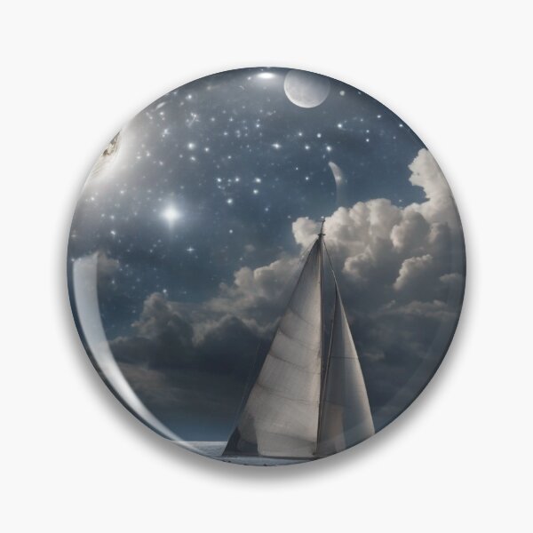Item preview, Cosmic Fantasy Ocean Sailboat with Twin Moons and Nebula Art designed and sold by UmSkelig834.