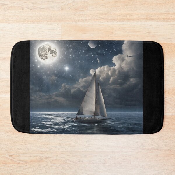 Item preview, Cosmic Fantasy Ocean Sailboat with Twin Moons and Nebula Art designed and sold by UmSkelig834.