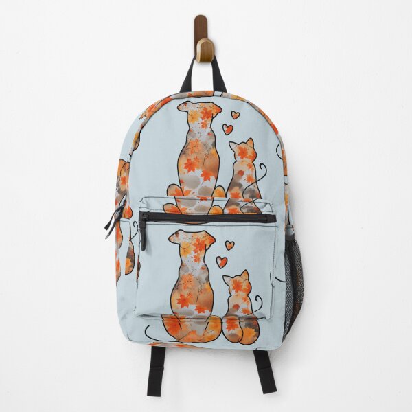 Item preview, Copy of Autumn leaves puppy, cat and hearts (sky blue) designed and sold by Doodles Down South.