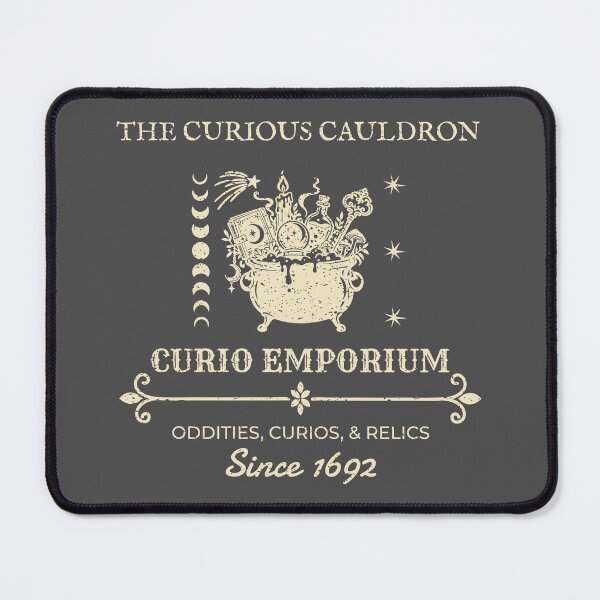 Item preview, The Curious Cauldron Curio Emporium – Witchy Vintage Halloween Oddities Design – Cream designed and sold by Leslie Makes Art & Crafts.