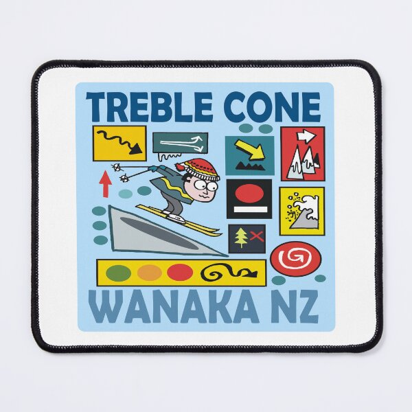 Item preview, Treble Cone Ski Wanaka cartoon sticker designed and sold by Al Benge - NZ & Australian Art.