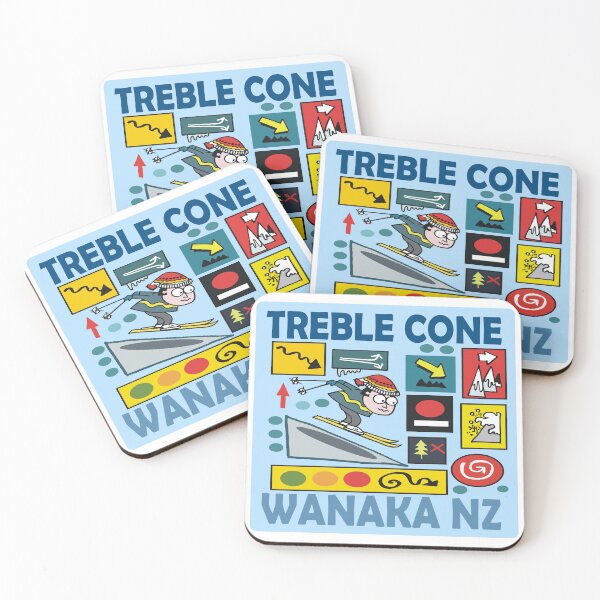 Item preview, Treble Cone Ski Wanaka cartoon sticker designed and sold by Al Benge - NZ & Australian Art.