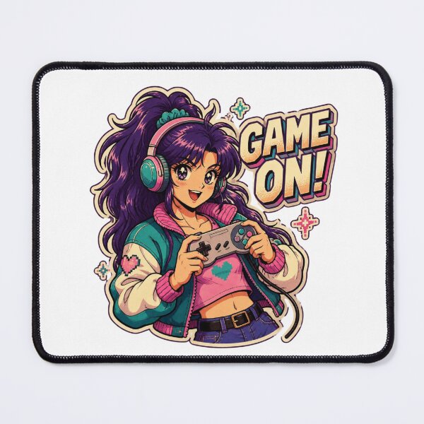 Item preview, Retro 90s Anime Gamer Girl designed and sold by Animepopstudio.