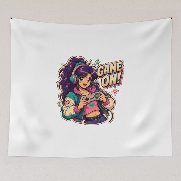 Item preview, Retro 90s Anime Gamer Girl designed and sold by Animepopstudio.