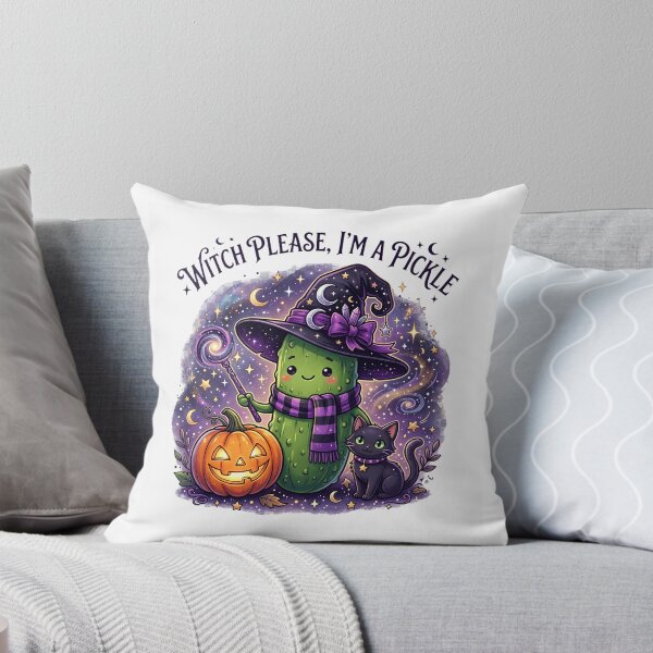 Aperçu de l'œuvre Sorcière cornichon mignonne pour Halloween | Cornichon effrayant et amusant créée et vendue par Basma Designs | Retro, Kawaii Shirts & Stickers.