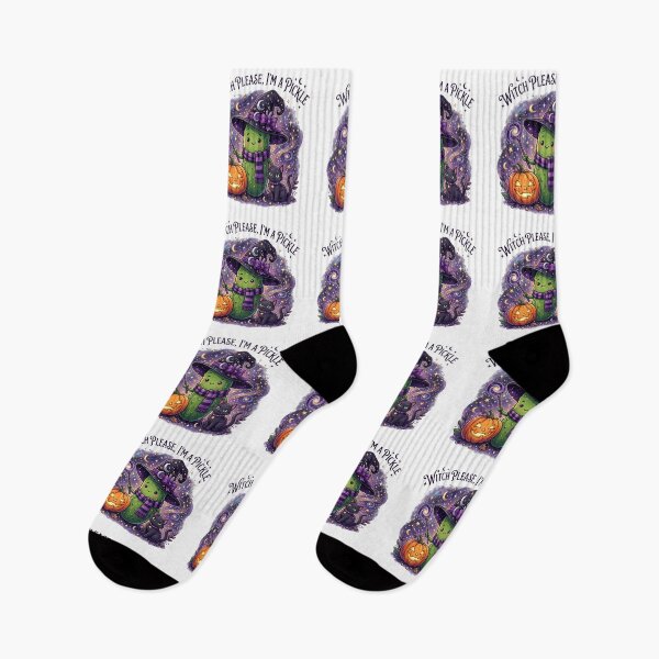 Item preview, Cute Pickle Witch Halloween | Funny Spooky Pickle designed and sold by Basma Designs | Retro, Kawaii Shirts & Stickers.