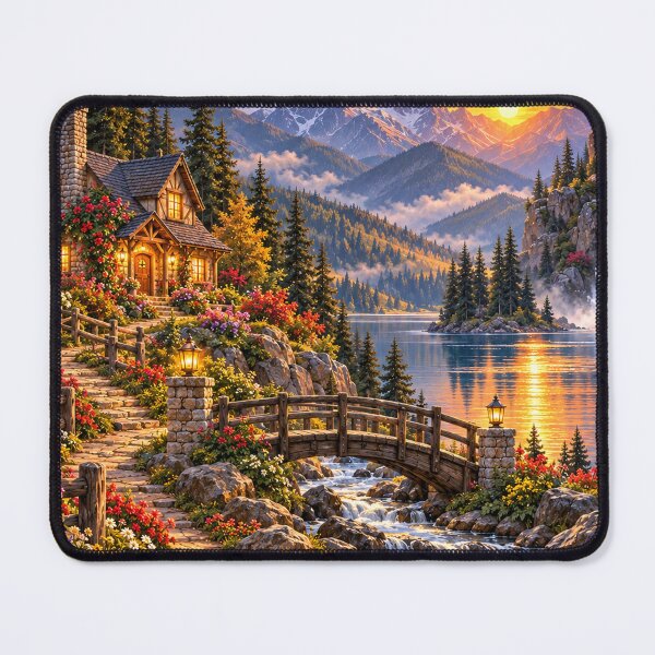 Item preview, Mountain hut by the wooden bridge designed and sold by _ARLUNA_.