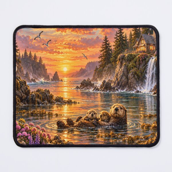 Item preview, Otter family on the rocky coast designed and sold by _ARLUNA_.