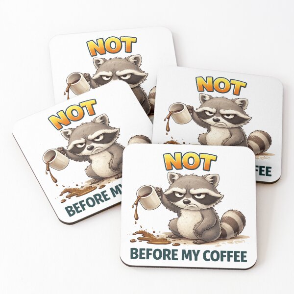 Item preview, Not Before My Coffee Grumpy Raccoon Funny Caffeine Design. designed and sold by The-T-In-Retro.