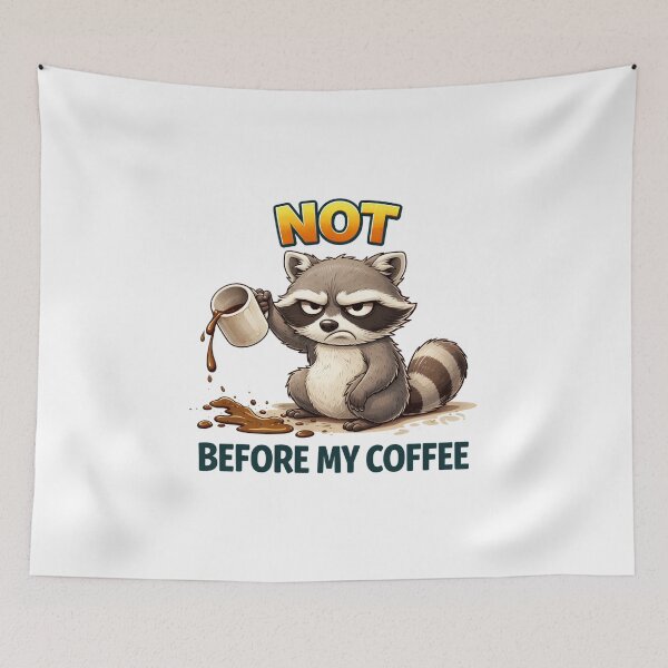 Item preview, Not Before My Coffee Grumpy Raccoon Funny Caffeine Design. designed and sold by The-T-In-Retro.
