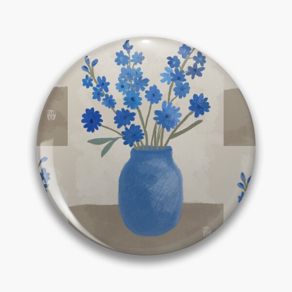 Item preview, Blue Flowers in Ceramic Vase - Watercolor Floral Art Print designed and sold by onEYon.