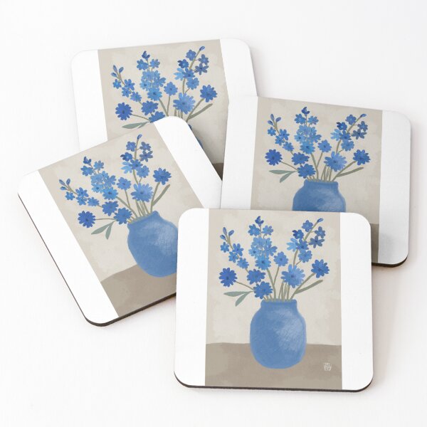 Item preview, Blue Flowers in Ceramic Vase - Watercolor Floral Art Print designed and sold by onEYon.