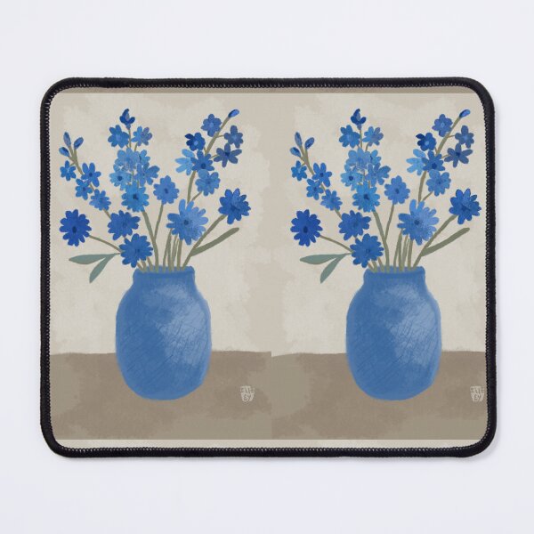 Item preview, Blue Flowers in Ceramic Vase - Watercolor Floral Art Print designed and sold by onEYon.