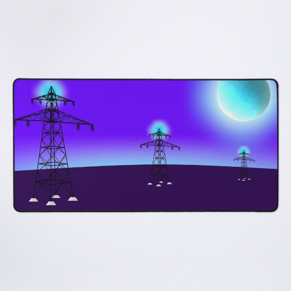 Item preview, Surreal Cyberpunk Electricity Pylons Alien World Landscape designed and sold by ArtisticJump.