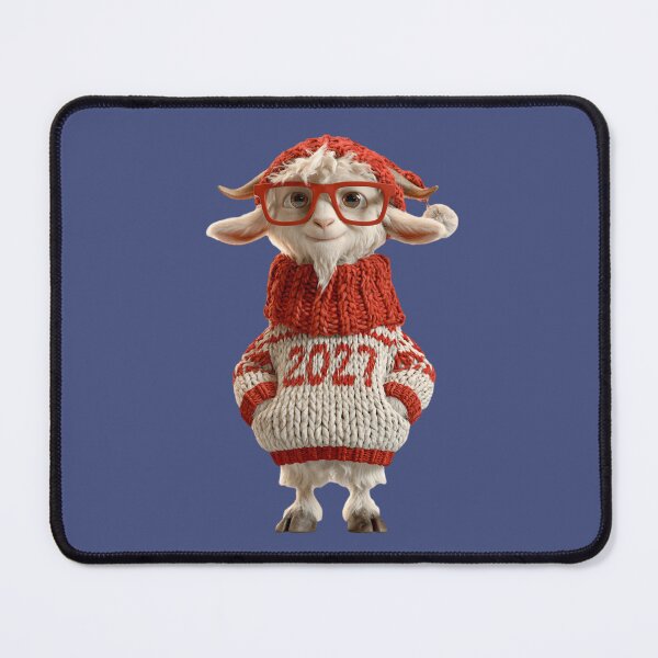 Item preview, Festive Goat with Glasses in Cozy Christmas Knitwear designed and sold by MythicMood.