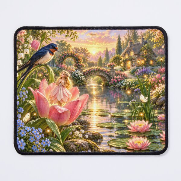 Item preview, Thumbelina in the flower garden by the water lily pond designed and sold by _ARLUNA_.
