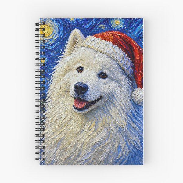 Item preview, Christmas Samoyed Starry Night Santa Hat Van Gogh Dog Art designed and sold by SoulArchitect.