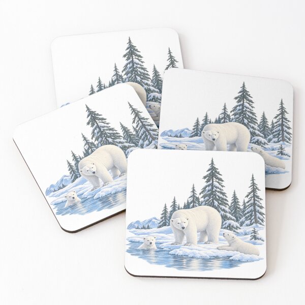 Item preview, Polar Bear Family in a Snowy Forest designed and sold by BakersTees.