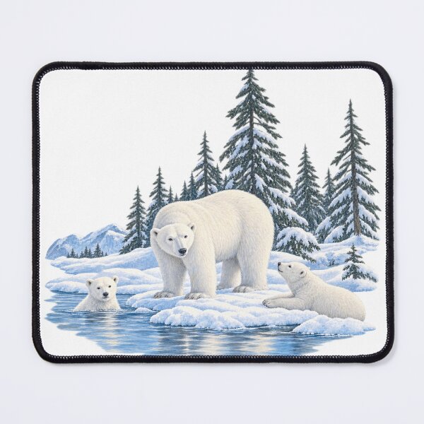 Item preview, Polar Bear Family in a Snowy Forest designed and sold by BakersTees.