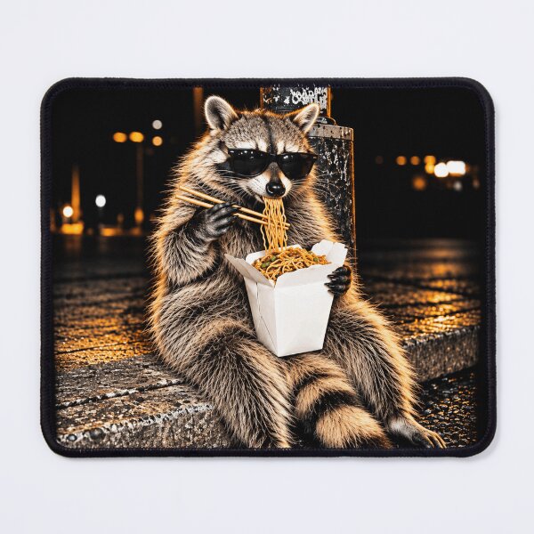 Item preview, Funny Raccoon Eating Noodles Midnight Snack Trash Panda Food Lover Humor designed and sold by 76Valeria.