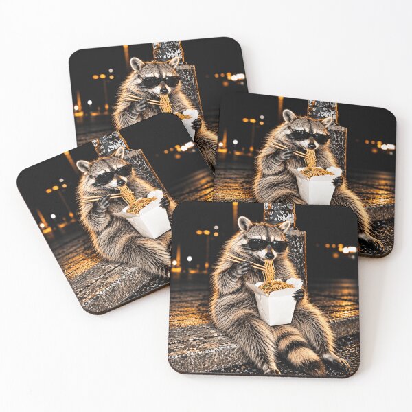 Item preview, Funny Raccoon Eating Noodles Midnight Snack Trash Panda Food Lover Humor designed and sold by 76Valeria.