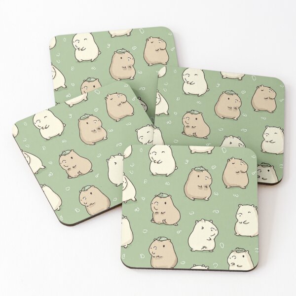 Item preview, Cute Dancing Capybaras pattern- Kawaii Green Seamless  designed and sold by LC&LCPlatform.
