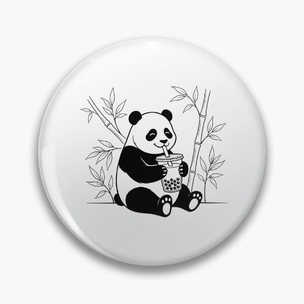 Item preview, Cute Panda Drink Bubble Tea Relax Line Art designed and sold by Little Light Lab.