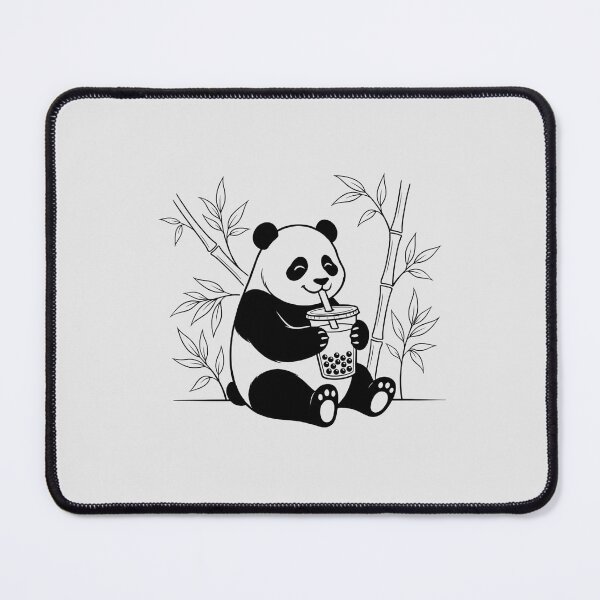 Item preview, Cute Panda Drink Bubble Tea Relax Line Art designed and sold by Little Light Lab.